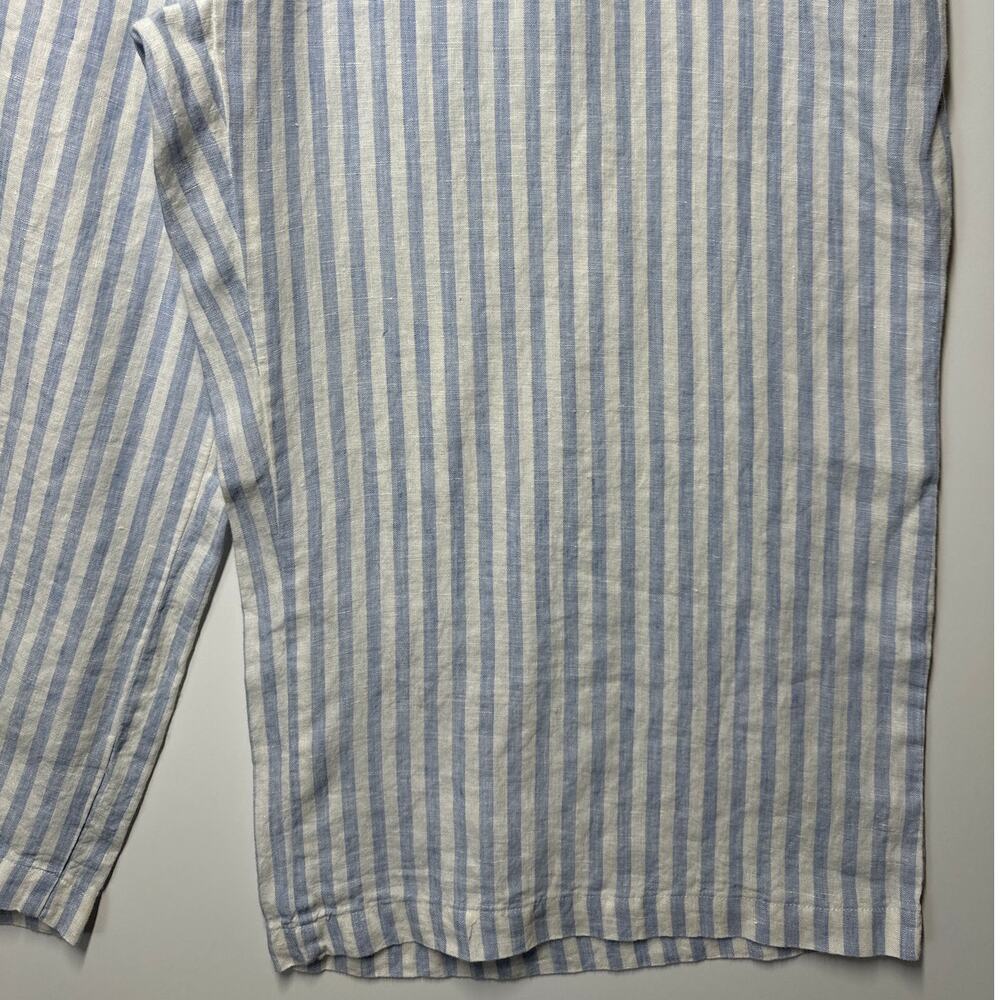 Ellen Tracy Linen Wide Leg Cropped Capri Pants Stripes Size XL Nautical Beachy - Picture 4 of 13